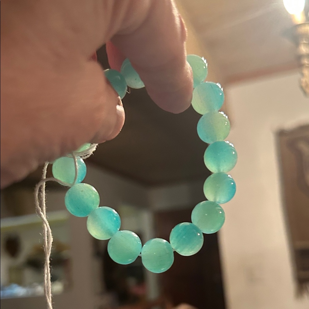 AGATE QUARTZ. AQUA Beaded Bracelet Gorgeous 12.3m AAA - Picture 3 of 5